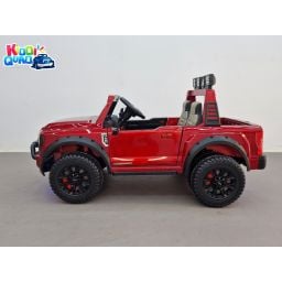 Ford Super Duty F450 Rouge Métallisée, voiture électrique pour enfant 2 places, 24V 10 Ah, 4 moteurs