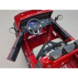Ford Super Duty F450 Rouge Métallisée, voiture électrique pour enfant 2 places, 24V 10 Ah, 4 moteurs