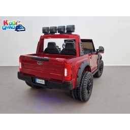 Ford Super Duty F450 Rouge Métallisée, voiture électrique pour enfant 2 places, 24V 10 Ah, 4 moteurs