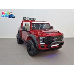 Ford Super Duty F450 Rouge Métallisée, voiture électrique pour enfant 2 places, 24V 10 Ah, 4 moteurs