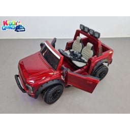Ford Super Duty F450 Rouge Métallisée, voiture électrique pour enfant 2 places, 24V 10 Ah, 4 moteurs