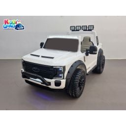 Ford Super Duty F450 Blanc, voiture électrique pour enfant 2 places, 24V 10 Ah, 4 moteurs