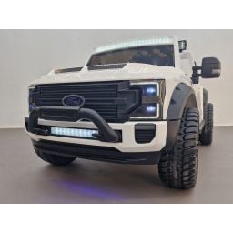 Ford Super Duty F450 Blanc, voiture électrique pour enfant 2 places, 24V 10 Ah, 4 moteurs