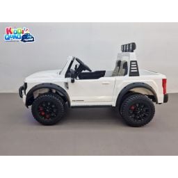 Ford Super Duty F450 Blanc, voiture électrique pour enfant 2 places, 24V 10 Ah, 4 moteurs