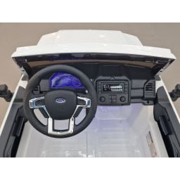 Ford Super Duty F450 Blanc, voiture électrique pour enfant 2 places, 24V 10 Ah, 4 moteurs