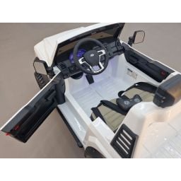 Ford Super Duty F450 Blanc, voiture électrique pour enfant 2 places, 24V 10 Ah, 4 moteurs