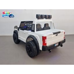 Ford Super Duty F450 Blanc, voiture électrique pour enfant 2 places, 24V 10 Ah, 4 moteurs
