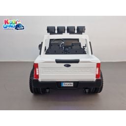 Ford Super Duty F450 Blanc, voiture électrique pour enfant 2 places, 24V 10 Ah, 4 moteurs