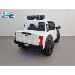 Ford Super Duty F450 Blanc, voiture électrique pour enfant 2 places, 24V 10 Ah, 4 moteurs