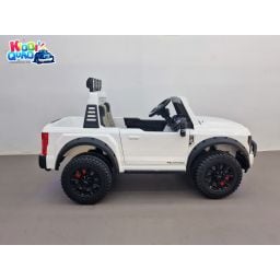 Ford Super Duty F450 Blanc, voiture électrique pour enfant 2 places, 24V 10 Ah, 4 moteurs