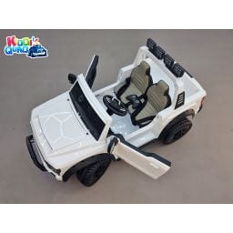 Ford Super Duty F450 Blanc, voiture électrique pour enfant 2 places, 24V 10 Ah, 4 moteurs
