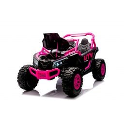 Buggy UTV XXL 24 Volts 14Ah Rose, buggy électrique enfant, version 2 places - 4 moteurs