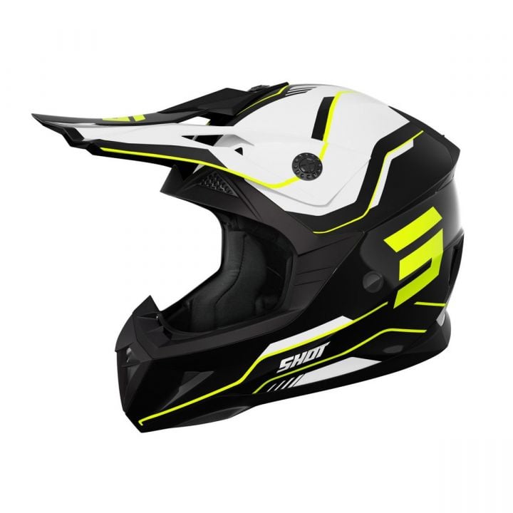 Casque cross enfant Shot moto quad Pulse Kid Noir Jaune Fluo