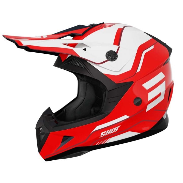 Casque cross enfant Shot moto quad Pulse Kid Lines Rouge Blanc Noir