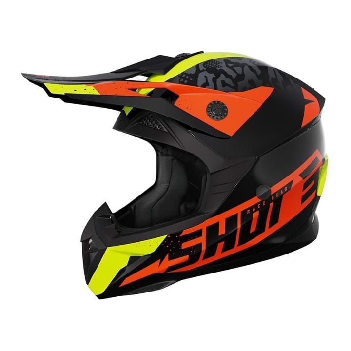 Casque cross enfant Shot moto quad Pulse Kid Airlift Noir Neon Jaune Orange