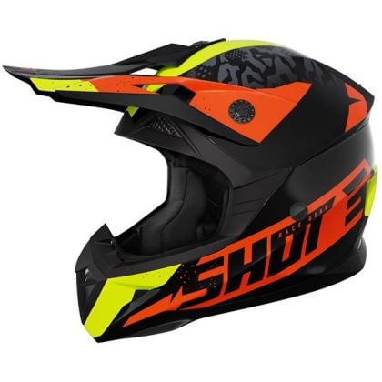 Casque cross enfant Shot moto quad Pulse Kid Airlift Noir Neon Jaune Orange