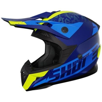Casque cross enfant Shot moto quad Pulse Kid Airlift Bleu Neon Jaune