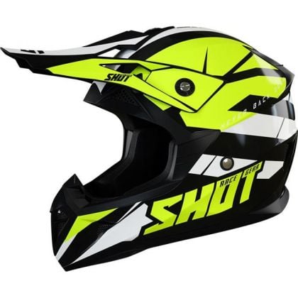 Casque cross enfant Shot moto quad Pulse Kid Revenge Noir Neon Jaune Blanc