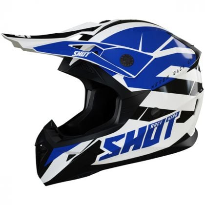 Casque cross enfant Shot moto quad Pulse Kid Revenge Blanc Bleu Noir