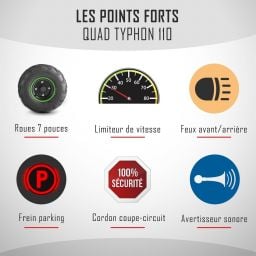 Quad enfant 125cc Typhon bleu, quad essence enfant 10 à 16 ans