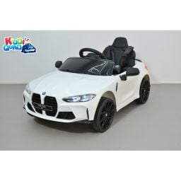 BMW M4 blanc, voiture électrique enfant 12 Volts télécommande parentale 2.4 Ghz, 2 moteurs