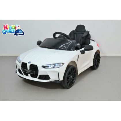 BMW M4 blanc, voiture électrique enfant 12 Volts télécommande parentale 2.4 Ghz, 2 moteurs