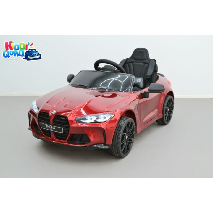 BMW M4 Rouge métallisée, voiture électrique enfant 12 Volts télécommande parentale 2.4 Ghz, 2 moteurs