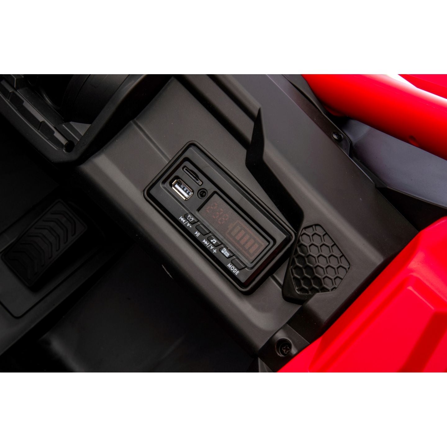 Buggy UTV XXL 24 Volts 14Ah Rouge/Blanc, buggy électrique enfant, version 2 places - 4 moteurs