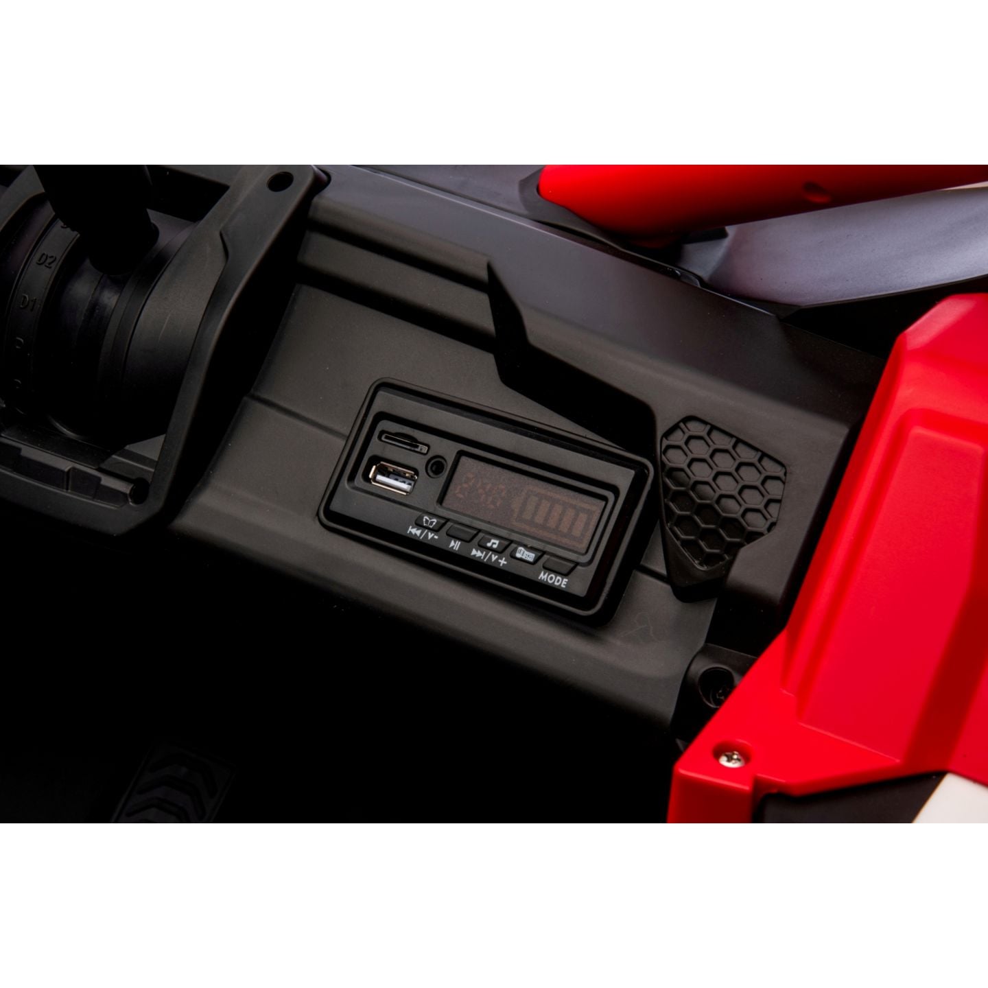 Buggy UTV XXL 24 Volts 14Ah Rouge/Blanc, buggy électrique enfant, version 2 places - 4 moteurs