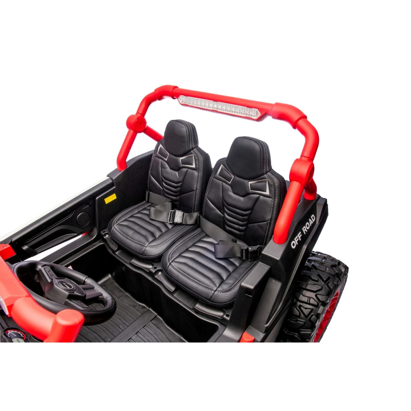 Buggy UTV XXL 24 Volts 14Ah Rouge/Blanc, buggy électrique enfant, version 2 places - 4 moteurs