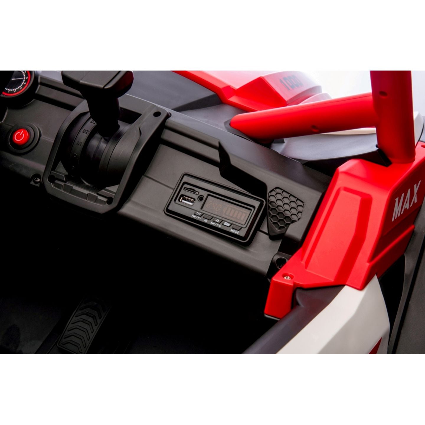 Buggy UTV XXL 24 Volts 14Ah Rouge/Blanc, buggy électrique enfant, version 2 places - 4 moteurs