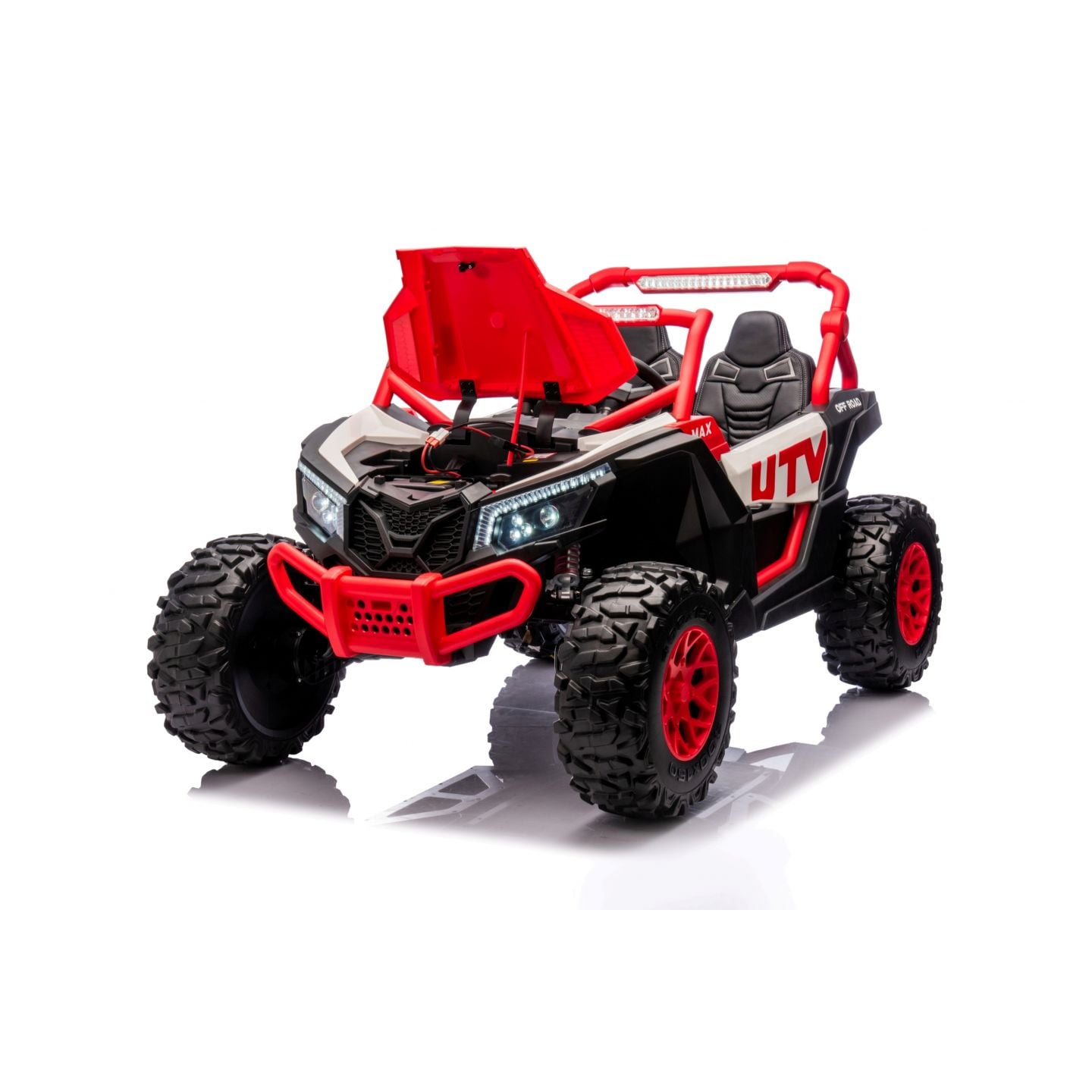 Buggy UTV XXL 24 Volts 14Ah Rouge/Blanc, buggy électrique enfant, version 2 places - 4 moteurs
