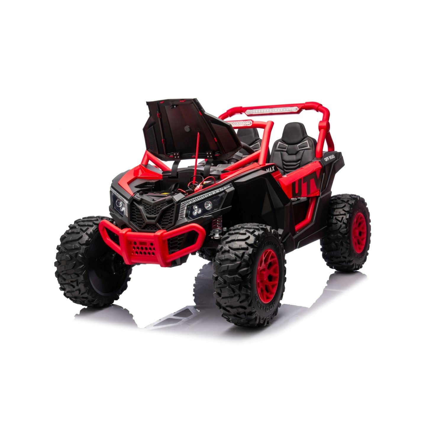 Buggy UTV XXL 24 Volts 14Ah Rouge/Noir, buggy électrique enfant, version 2 places - 4 moteurs