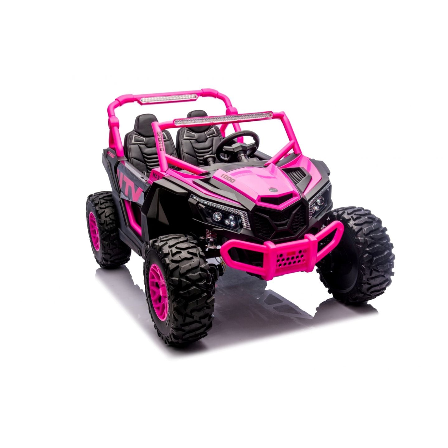 Buggy UTV XXL 24 Volts 14Ah Rose, buggy électrique enfant, version 2 places - 4 moteurs