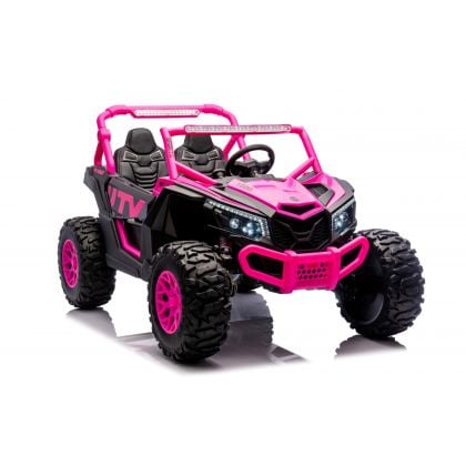 Buggy UTV XXL 24 Volts 14Ah Rose, buggy électrique enfant, version 2 places - 4 moteurs