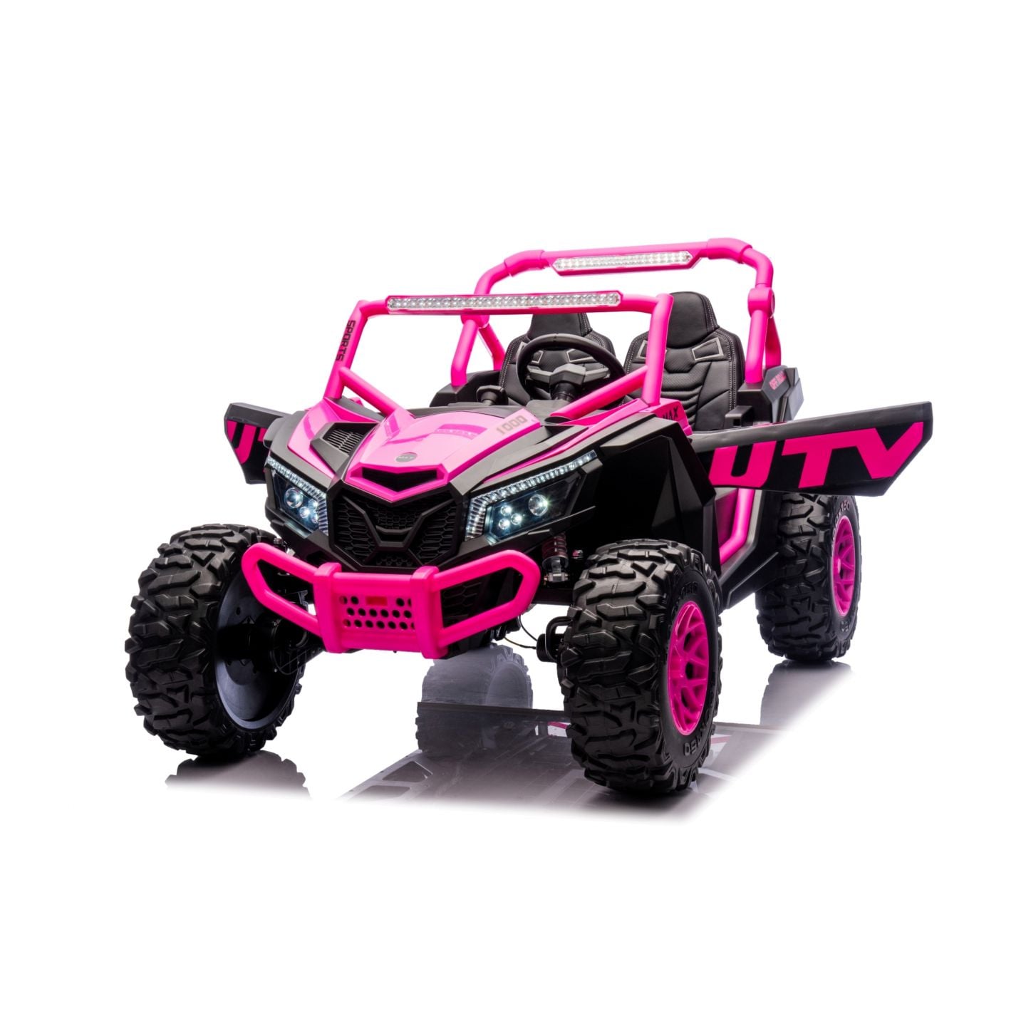 Buggy UTV XXL 24 Volts 14Ah Rose, buggy électrique enfant, version 2 places - 4 moteurs