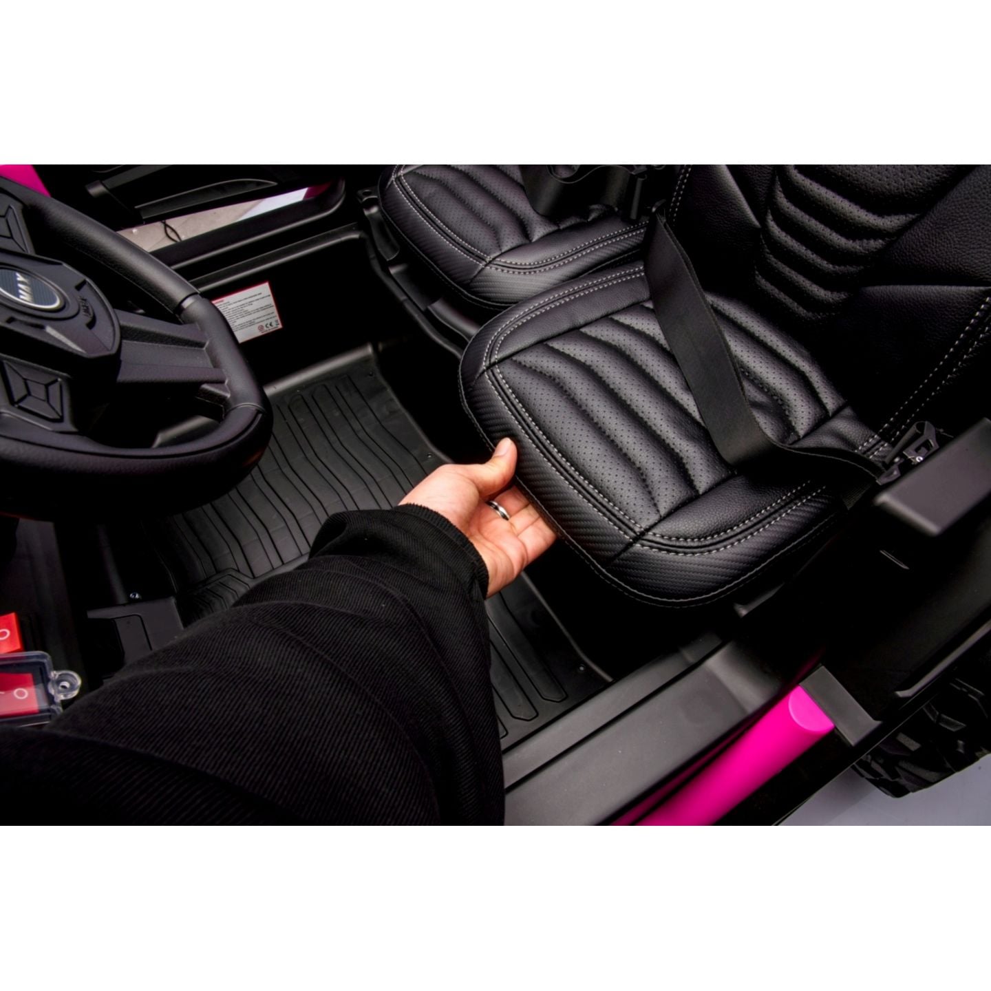 Buggy UTV XXL 24 Volts 14Ah Rose, buggy électrique enfant, version 2 places - 4 moteurs