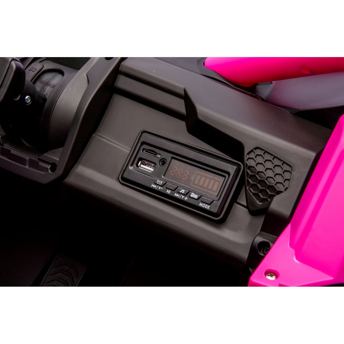 Buggy UTV XXL 24 Volts 14Ah Rose, buggy électrique enfant, version 2 places - 4 moteurs