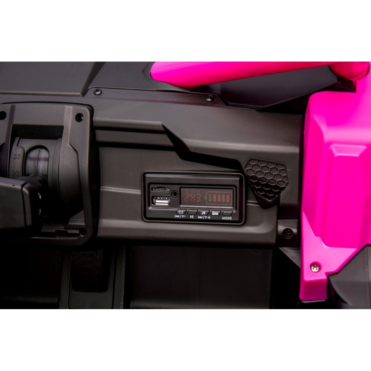 Buggy UTV XXL 24 Volts 14Ah Rose, buggy électrique enfant, version 2 places - 4 moteurs