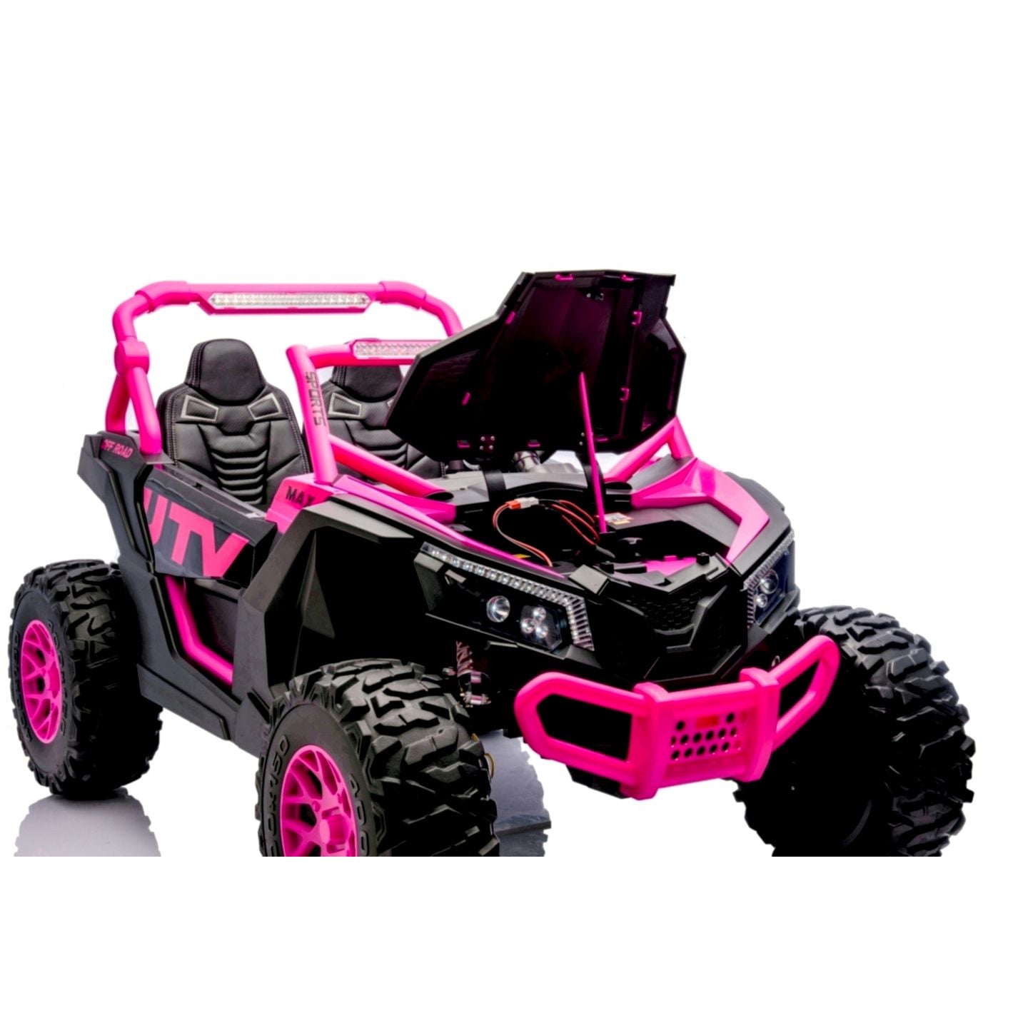 Buggy UTV XXL 24 Volts 14Ah Rose, buggy électrique enfant, version 2 places - 4 moteurs