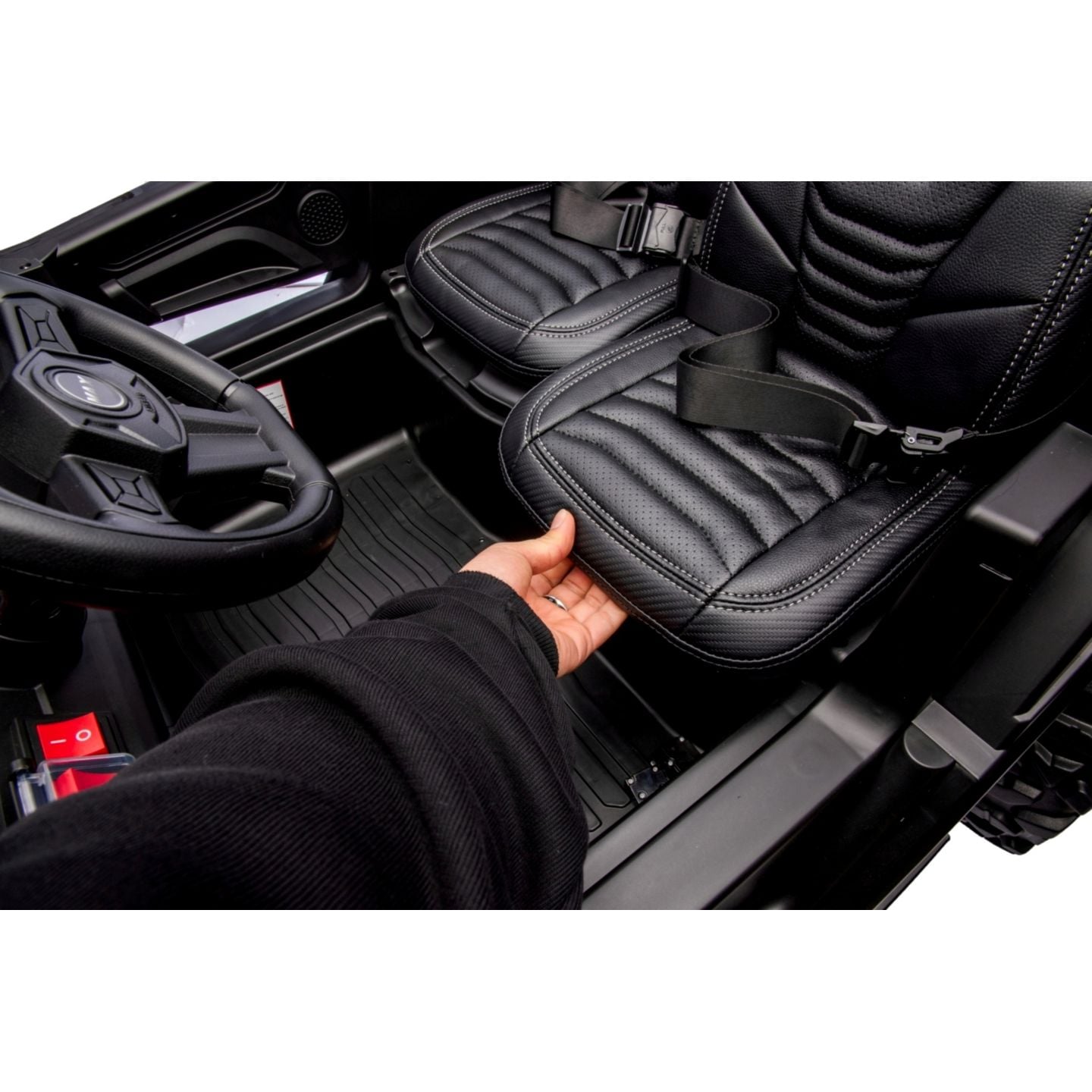 Buggy UTV XXL 24 Volts 14Ah Noir, buggy électrique enfant, version 2 places - 4 moteurs