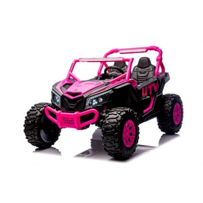 Buggy UTV XXL 24 Volts 14Ah Rose, buggy électrique enfant, version 2 places - 4 moteurs