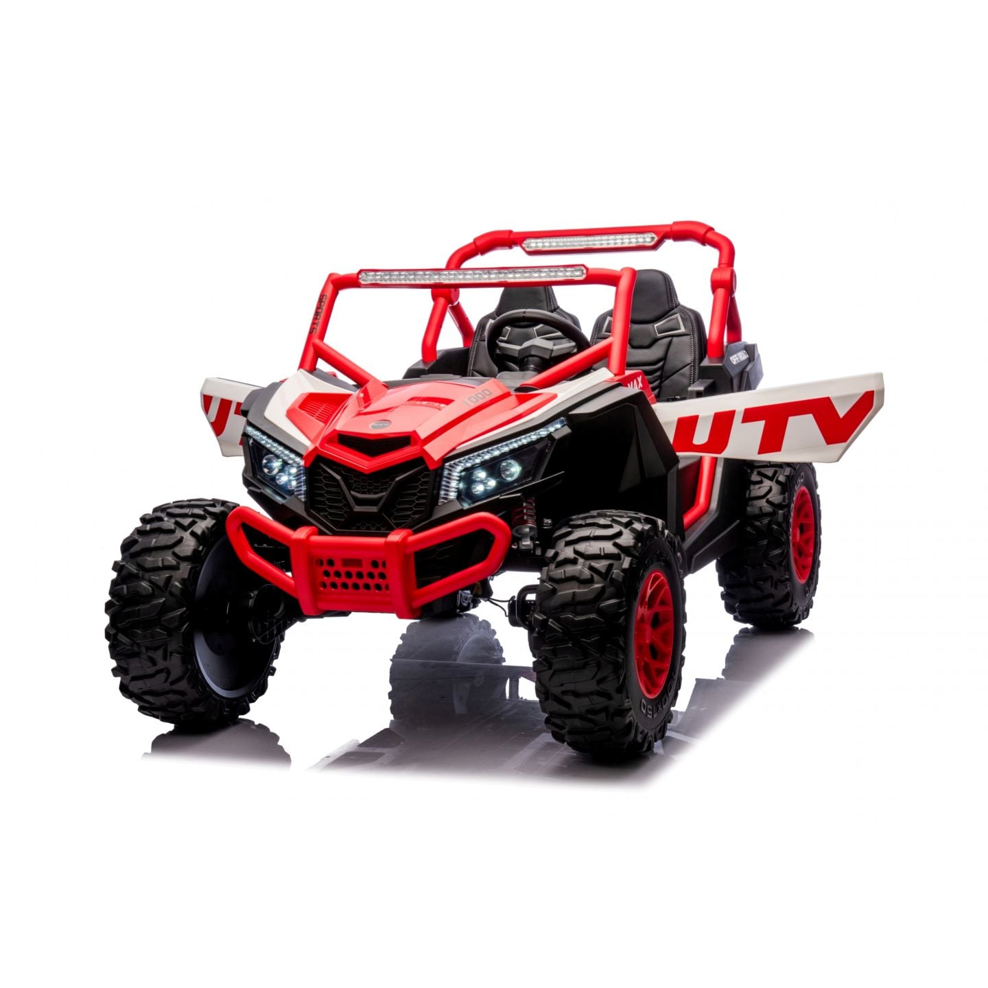 Buggy UTV XXL 24 Volts 14Ah Rouge/Blanc, buggy électrique enfant, version 2 places - 4 moteurs