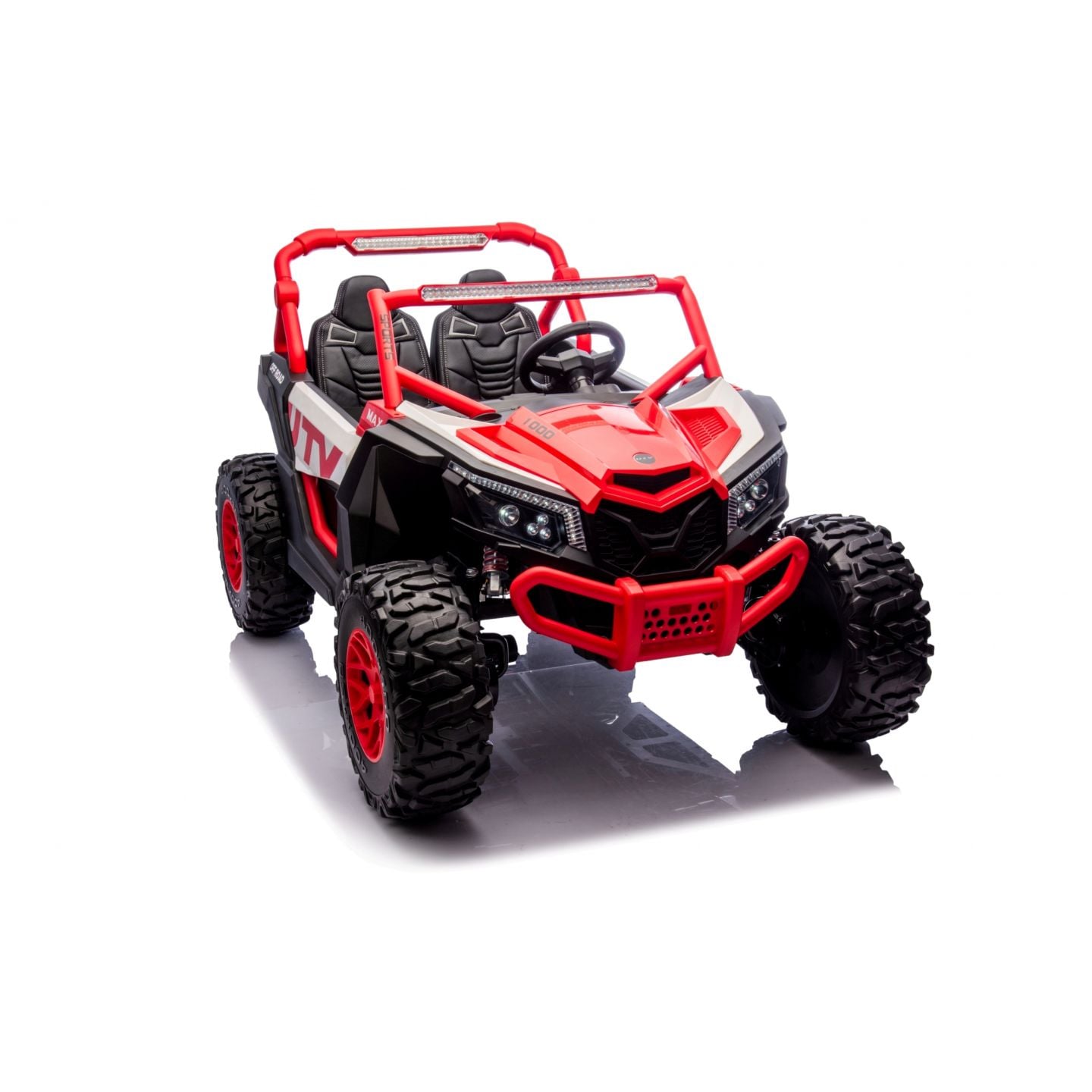 Buggy UTV XXL 24 Volts 14Ah Rouge/Blanc, buggy électrique enfant, version 2 places - 4 moteurs