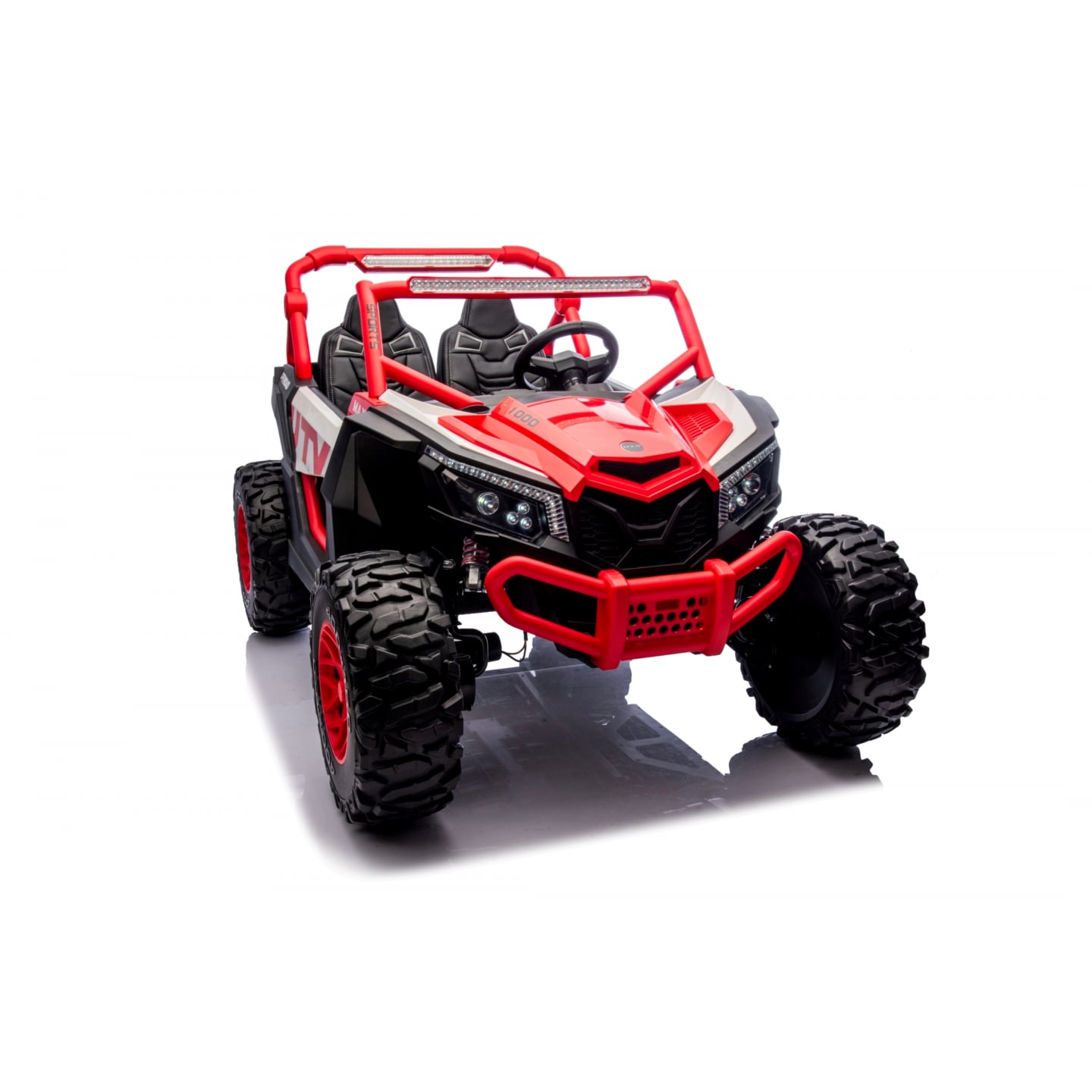 Buggy UTV XXL 24 Volts 14Ah Rouge/Blanc, buggy électrique enfant, version 2 places - 4 moteurs