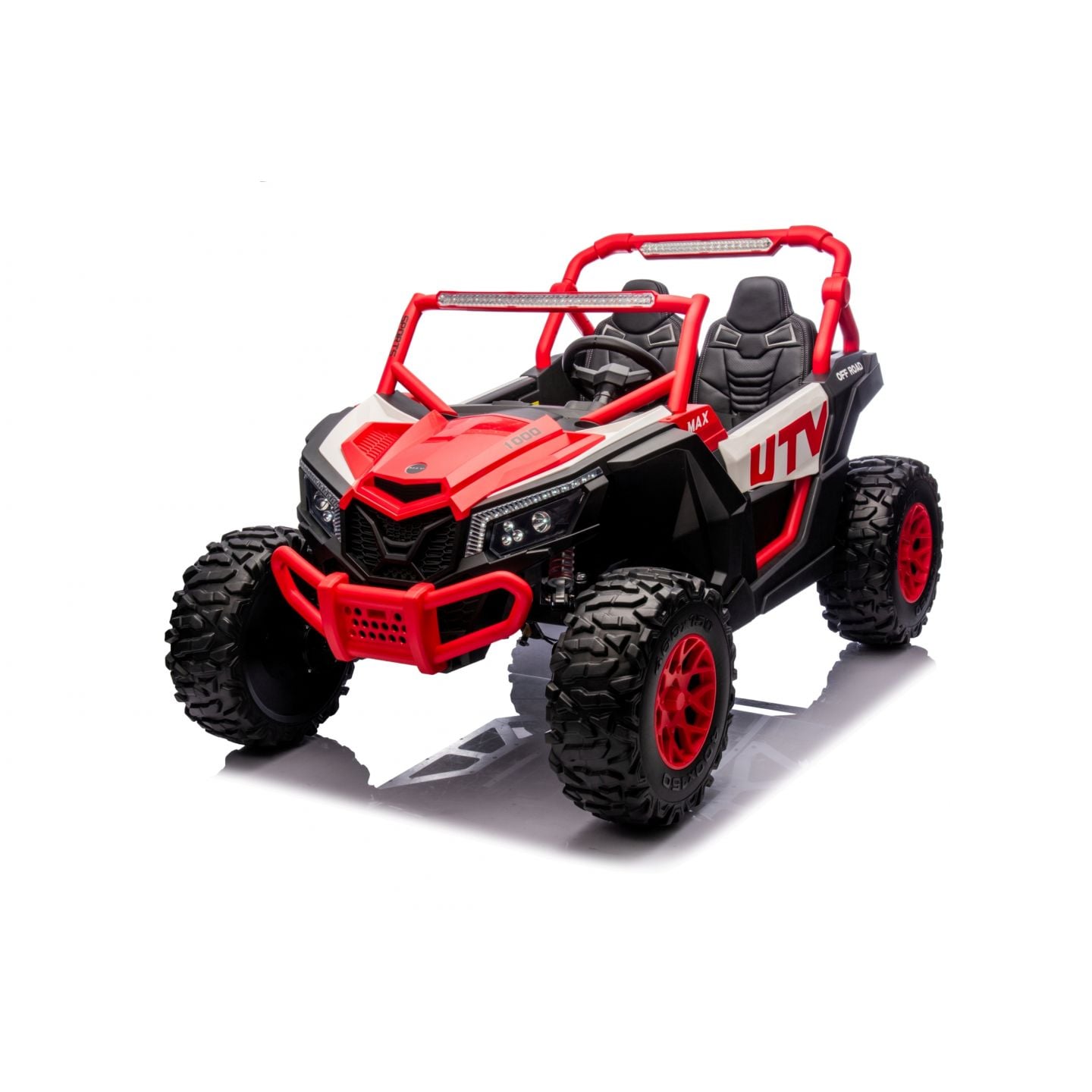 Buggy UTV XXL 24 Volts 14Ah Rouge/Blanc, buggy électrique enfant, version 2 places - 4 moteurs
