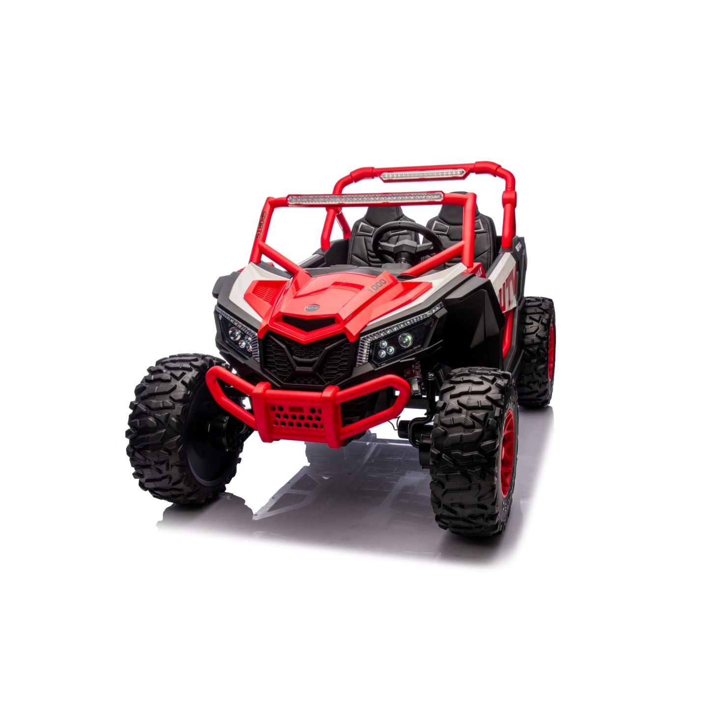 Buggy UTV XXL 24 Volts 14Ah Rouge/Blanc, buggy électrique enfant, version 2 places - 4 moteurs