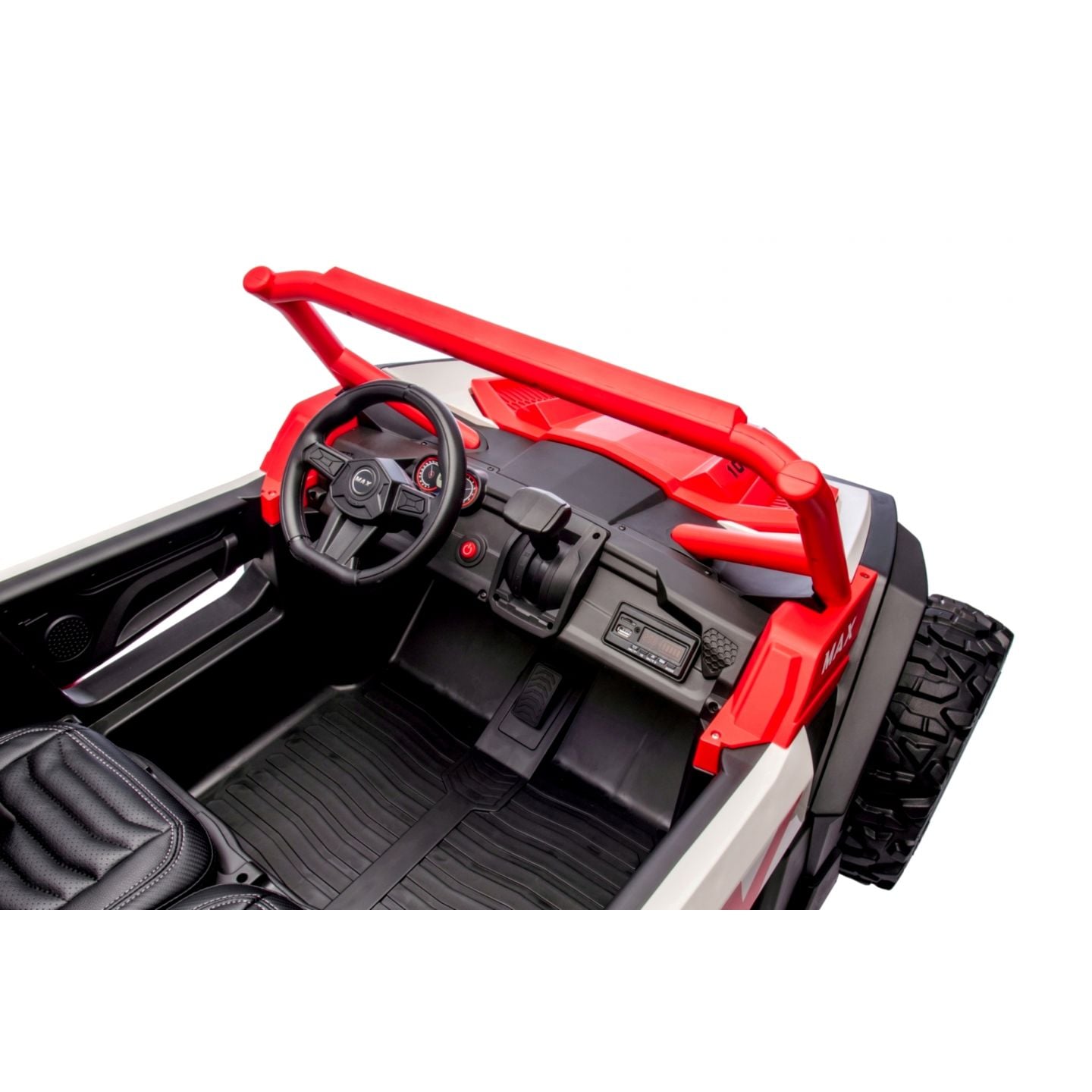 Buggy UTV XXL 24 Volts 14Ah Rouge/Blanc, buggy électrique enfant, version 2 places - 4 moteurs