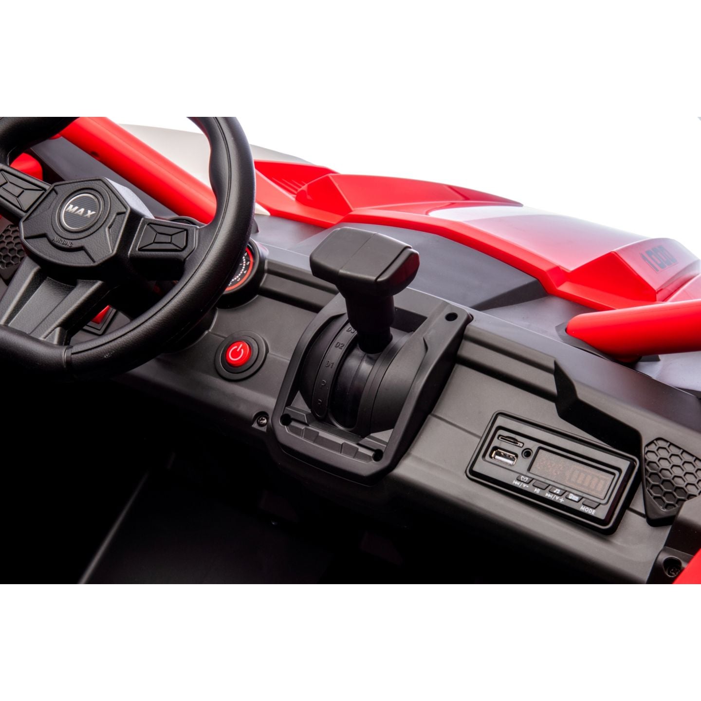 Buggy UTV XXL 24 Volts 14Ah Rouge/Blanc, buggy électrique enfant, version 2 places - 4 moteurs