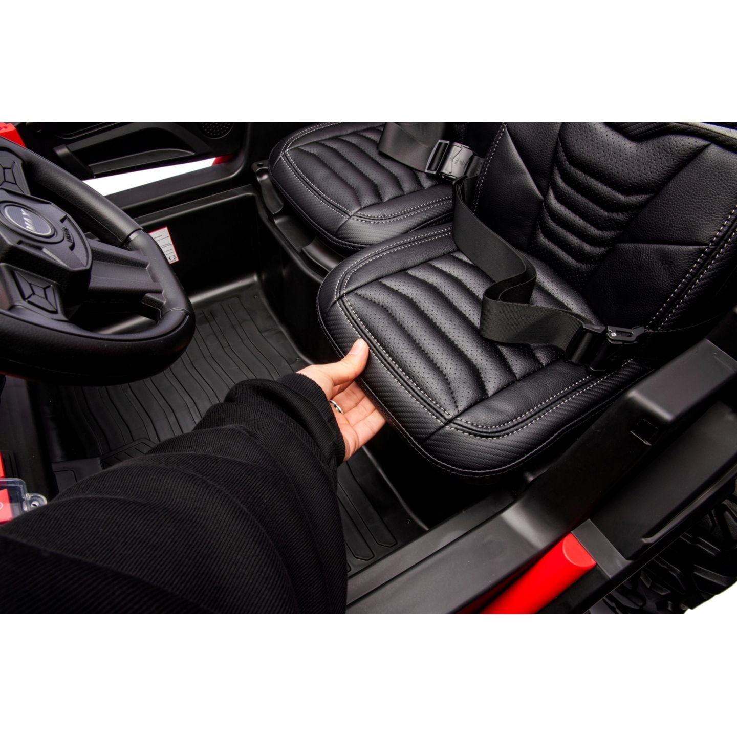 Buggy UTV XXL 24 Volts 14Ah Rouge/Blanc, buggy électrique enfant, version 2 places - 4 moteurs